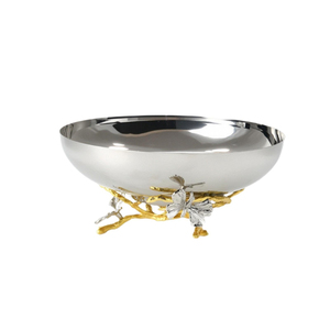 Cuenco Metálico de Estilo Minimalista con Base de Ramas Florales, Acabado Dorado Pulido, Vajilla para Bodas y Hogar, Cuencos Decorativos para Regalo - Product Image 6