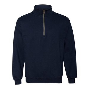 Sudadera Azul Marino para Hombre en Tela de Algodón con Forro Polar, Cuello y Mangas Personalizados con Cuello Alto 1/4, Modelo AI-SS-015 - Product Image 1