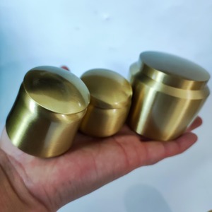 Set of 3 Plain Gold Metal Containers Perfect for Kitchen Storage Pulses Spices Snacks And Dry Food Organizer From India - Product Image 2