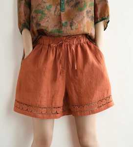 Shorts de plage mi-taille pour femme, écologiques, séchage rapide, respirants, décontractés, en coton/élasthanne tricoté, taille élastique, coupe classique, été - Product Image 5