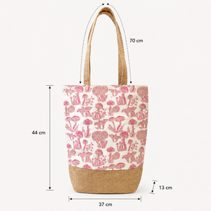 Custom Jute Canvas Beach Tote <b>Bag</b> Mushroom Print <b>Hot</b> <b>Pink</b> Large Shopper Wholesale Private Label OEM ODM Manufacturer Exporter - Product Image 2
