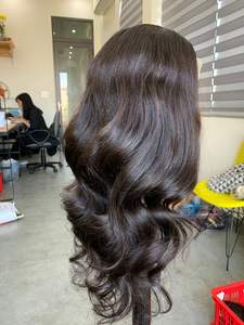 Perruque en cheveux vierges Remy vietnamiens de 100g, ondulée, avec extension frontale en dentelle, trame simple, densité 180, style pré-collé à la kératine - Product Image 6