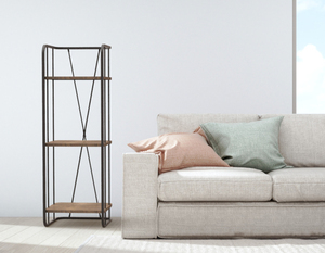 Étagère de rangement moderne à 3 niveaux en métal et bois, bibliothèque, présentoir pour salon, bureau à domicile - Product Image 4