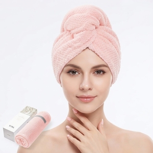 Serviette à cheveux en coton tricoté 100% coton, couleur unie rose, séchage rapide, usage domestique, rayée, anti-enfants, écologique, hypoallergénique, résistante à l'eau - Product Image 1
