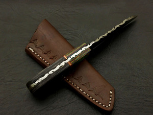Couteau de chasse en acier Damas avec manche pleine longueur, forgé à la main, lame fixe, pour camping en extérieur, bushcraft, survie et utilisation polyvalente - Product Image 5