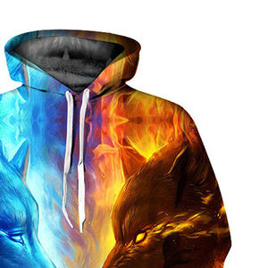 Conjunto de Sudadera con Capucha y Pantalón Deportivo de Dos Piezas con Estampado de Lobo por Sublimación Personalizada para Hombre, 100% Poliéster, Transpirable, Ligero, Ropa de Invierno - Product Image 5