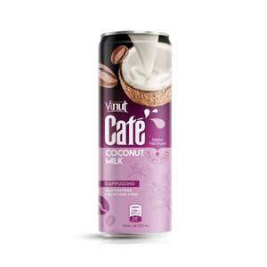 Coconut Milk Cappuccino <b>Coffee</b> Beverage Aluminum Can 325ml Lactose Free Ready To Drink VINUT Wholesale For <b>Distributors</b> - Product Image 1
