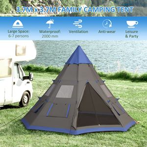 Tenda Piramidale Portatile in Metallo per 6 Persone, Grande Teepee Resistente alle Intemperie con Borsa per il Trasporto Inclusa per Campeggio - Product Image 4