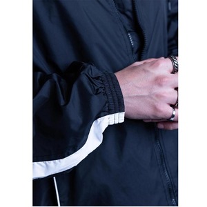 OEM Men Custom Logo Sports Tracksuit <b>Black</b> Nylon <b>Windbreaker</b> Jacket and Pants Set Wholesale - Product Image 3