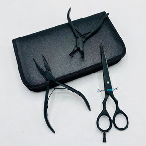 Kit d'outils professionnels de haute qualité en acier inoxydable pour la pose et le retrait de micro-liens, ciseaux de coiffure pour extensions de cheveux noirs - Product Image 5