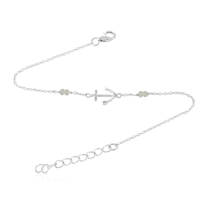 Pulsera de Plata 925 con Ancla y Cuentas de Cristal Natural, Joyería Minimalista con Cadena de Eslabones para Uso Diario - Product Image 2