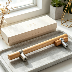 Poignée de meuble en bois massif personnalisée, bouton verni et poli pour tiroir de meuble de maison ou de bureau, fourniture directe d'usine - Product Image 1