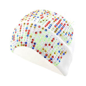 Bonnet en tricot confortable avec décorations en strass scintillants, accent élégant en cristal, bonnet en tricot extensible - Product Image 5
