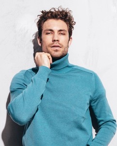 Sweat-shirt à col roulé pour homme, couleur unie, tricoté, coupe classique, vêtements décontractés d'automne - Product Image 4
