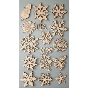 Ornements de Noël en bois découpés au laser sur mesure, flocons de neige, décorations de Noël en bois, artisanat, décorations de fête, décoration de Noël DIY - Product Image 2