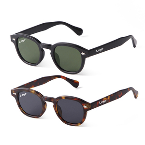Lunettes de soleil ovales vintage Lmamba 22728 avec rivets, monture écaille de tortue, pour femmes et hommes, design de marque rétro, jaunes et bleues, avec logo personnalisé - Product Image 1