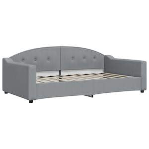 Lit de repos gris clair en polyester avec lit gigogne en métal, bois, contreplaqué et mousse – Lits confortables - Product Image 6
