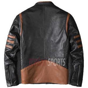 Veste en cuir de vachette noire TOPEAK SPORTS pour homme, col montant, coupe-vent, respirante, écologique, best-seller des vestes d'hiver - Product Image 2