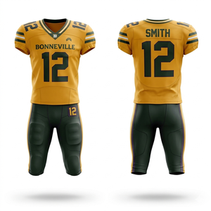 Sublimation Transfer Print American Football Uniform Bundle Pack <b>Compression</b> Top Headgear Gloves <b>Bags</b> 100% Polyester - Product Image 1