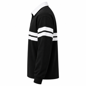 <b>Men's</b> <b>Long</b> <b>Sleeve</b> Polo <b>Shirt</b> Color Blocked Striped Rugby Top With <b>White</b> Collar - Product Image 5