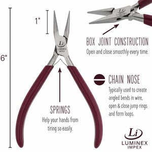 LUMINEX IMPEX LUB=113 <b>Long</b> <b>Nose</b> Stainless Steel Lightweight Smooth Work Jewelry Making Polishing Pliers - Product Image 4