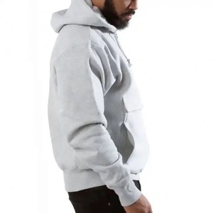 High Quality 100% Cotton <b>Thick</b> <b>Fleece</b> Solid Eco-Friendly Loose Fit Winter Casual Hoodies Pocket Customizable Men's Sweatshirt - Product Image 3