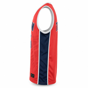 Red Navy Sublimated Basketball Jersey Men's Sleeveless Moisture Wicking Tank <b>Top</b> Adult All Seasons <b>Mesh</b> Fabric - Product Image 4
