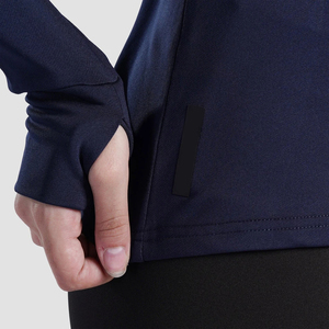 Chaqueta Deportiva de Punto para Mujer, Color Azul Marino, Manga Larga, con Cierre, Diseño Minimalista, Ropa Deportiva, para Primavera - Product Image 5