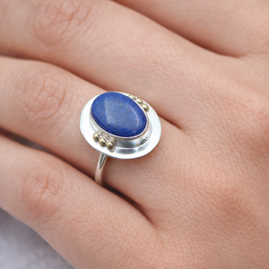 Natural Lapis Lazuli Gemstone <b>Ring</b> 925 Sterling Silver <b>Brass</b> Ball Design Rose Gold Yellow Gold Plated Handmade Jewelry <b>Ring</b> - Product Image 2