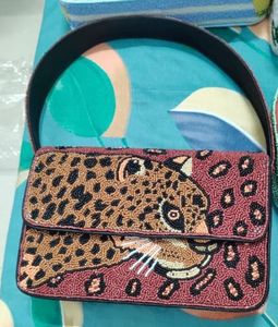Lightweight and Spacious Leopard Beaded Shoulder Bag for Women and Girl Animal Print Embroidery Purse Ideal for Fashion in 2026 - Product Image 1