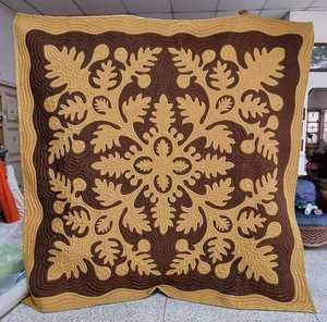 Colcha de Algodón con Apliques de Hoja de Fruta del Pan Hawaiana, Cosida a Mano, Estilo Artesanal, para Decoración de Dormitorio - Product Image 5