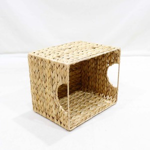 Natural Woven Rattan Storage Basket <b>Square</b> Organizer <b>Bin</b> with Handles for Living Room Bedroom Bathroom - Product Image 4