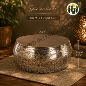 SHRI GOVIND INTERNATIONAL Electroplated Round Candle Stand With Lid Heat Resistant Home Decoration Dia 6" x H 6.50" - Product Image 3