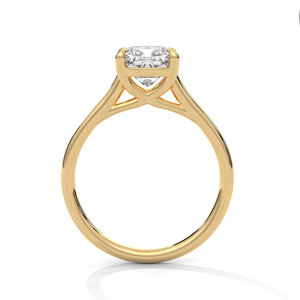 Anillo de Diamante Cultivado en Laboratorio con Corte Brillante, Chapado en Oro Amarillo de 14k, Anillo Solitario con Engaste de 4 Puntas, Anillo Minimalista - Product Image 3