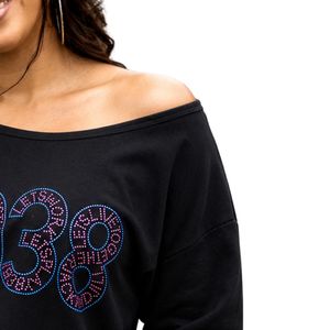 Sweat-shirt noir à col rond, pull décontracté à manches longues pour femmes, à porter au quotidien, streetwear, style sportif, vêtements confortables - Product Image 5