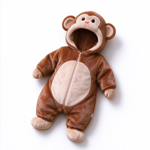 Combinaison personnalisée pour bébé en forme de singe, combinaison pour bébé en peluche, tenue pour bébé en forme de singe, combinaison à capuche pour bébé, costume d'animal pour nouveau-né - Product Image 3