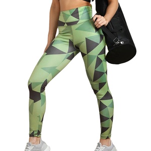 Leggings de Yoga de Cintura Alta con Estampado Geométrico, Spandex y Poliéster, Elásticos en Cuatro Direcciones, Costuras en Contraste, Pantalones para Mujer - Product Image 4