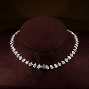 Collar de moissanita en forma de pera con diamantes, plata de ley 925, regalo para aniversario y boda - Product Image 2