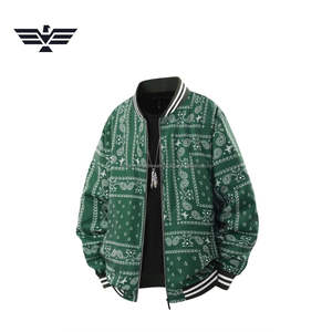 Veste bomber décontractée pour homme de qualité supérieure, hiver, noire, imprimé paisley, coupe-vent, col montant, streetwear, fermeture éclair, service OEM - Product Image 5