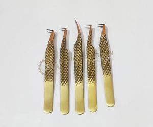 Pinces à cils les plus vendues, pinces à pointe en fibre, couleur or, en acier inoxydable, pour les cils - Product Image 1