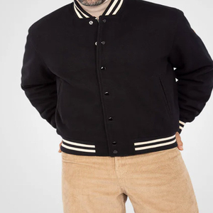 Veste varsity homme OEM, style vintage, logo personnalisé, en cuir, veste bomber de baseball pour homme, respirante - Product Image 2