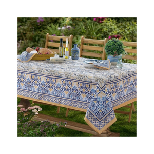 <b>Blue</b> And Pink Colour Geometric Triangle Table Cloth Cotton Blend Dining Table Cover Custom Size Custom Weight Made to Order - Product Image 4