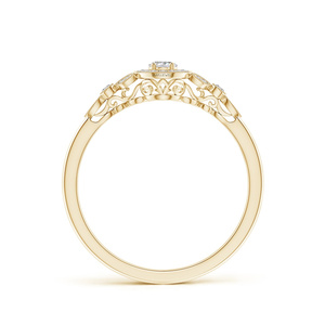 Anillo de Compromiso Vintage con Halo de Diamantes Cultivados en Laboratorio con Corte Ovalado Certificado por IGI, Diseño de Hoja en Oro de 10K, 14K, 18K, Plata 925, 935 - Product Image 4