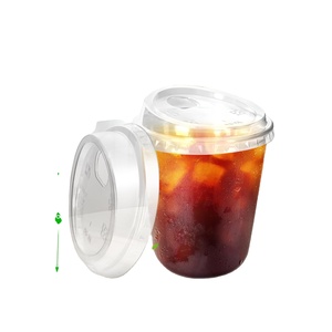 Vasos de Plástico Desechables para Café, sin Pajitas, con Tapas, Libres de BPA, Ecológicos, Biodegradables, para Café Helado, Bebidas Frías y Fiestas - Product Image 1