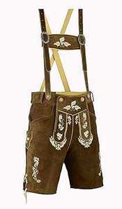 Traje bávaro para hombre del Oktoberfest – Lederhosen rojos cortos con camisa a juego – Tallas 46–60 - Product Image 5