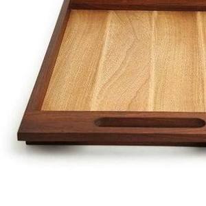 Plateau de service rectangulaire en bois bicolore de luxe en gros pour hôtels et restaurants – Vaisselle élégante et minimaliste - Product Image 5