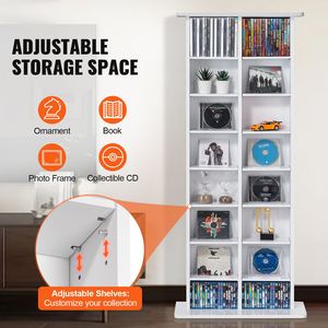 Meuble de rangement DVD moderne à 8 niveaux, support pour 464 CD avec 16 compartiments réglables, stockage de médias protecteur et organisé - Product Image 2