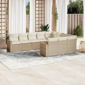 Conjunto de Sofás Grandes para Jardín en Ratán Sintético Beige con Acero con Recubrimiento en Polvo, Muebles de Exterior Premium - Product Image 1