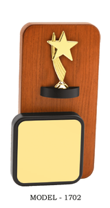Trophée en bois avec étoile dorée et plaque gravée pour récompenses sportives avec plaques de base en bois souvenirs - Product Image 2