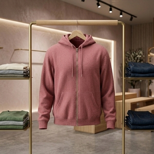 Sudadera con capucha premium para hombre, de forro polar grueso, personalizable, informal, con cremallera, para uso exterior. - Product Image 3